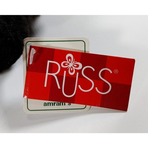 Bear Russ Berrie Fortuna #100643 Brown 8” Tall Plush Beanie Wears Fax Fur Coat - Picture 4 of 4